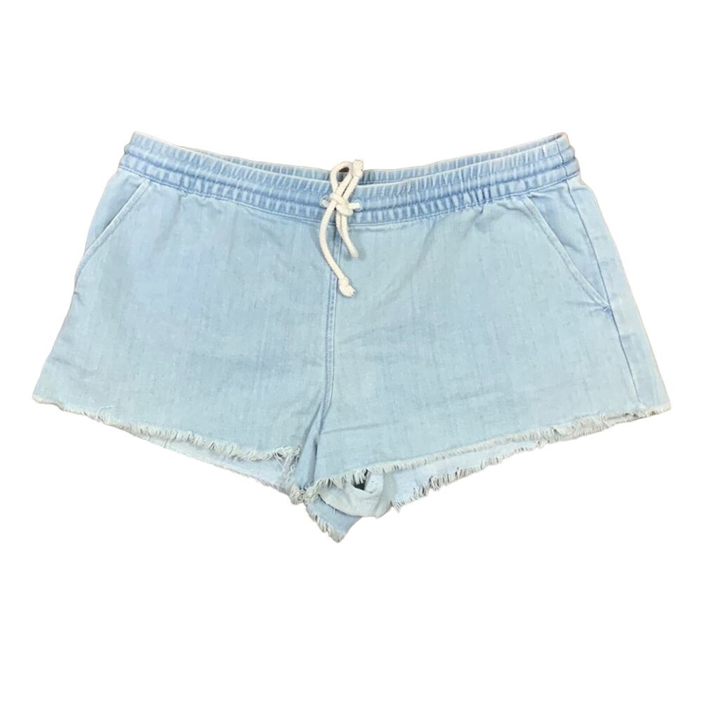 Aerie Drawstring Light Wash Chambray Jean Shorts